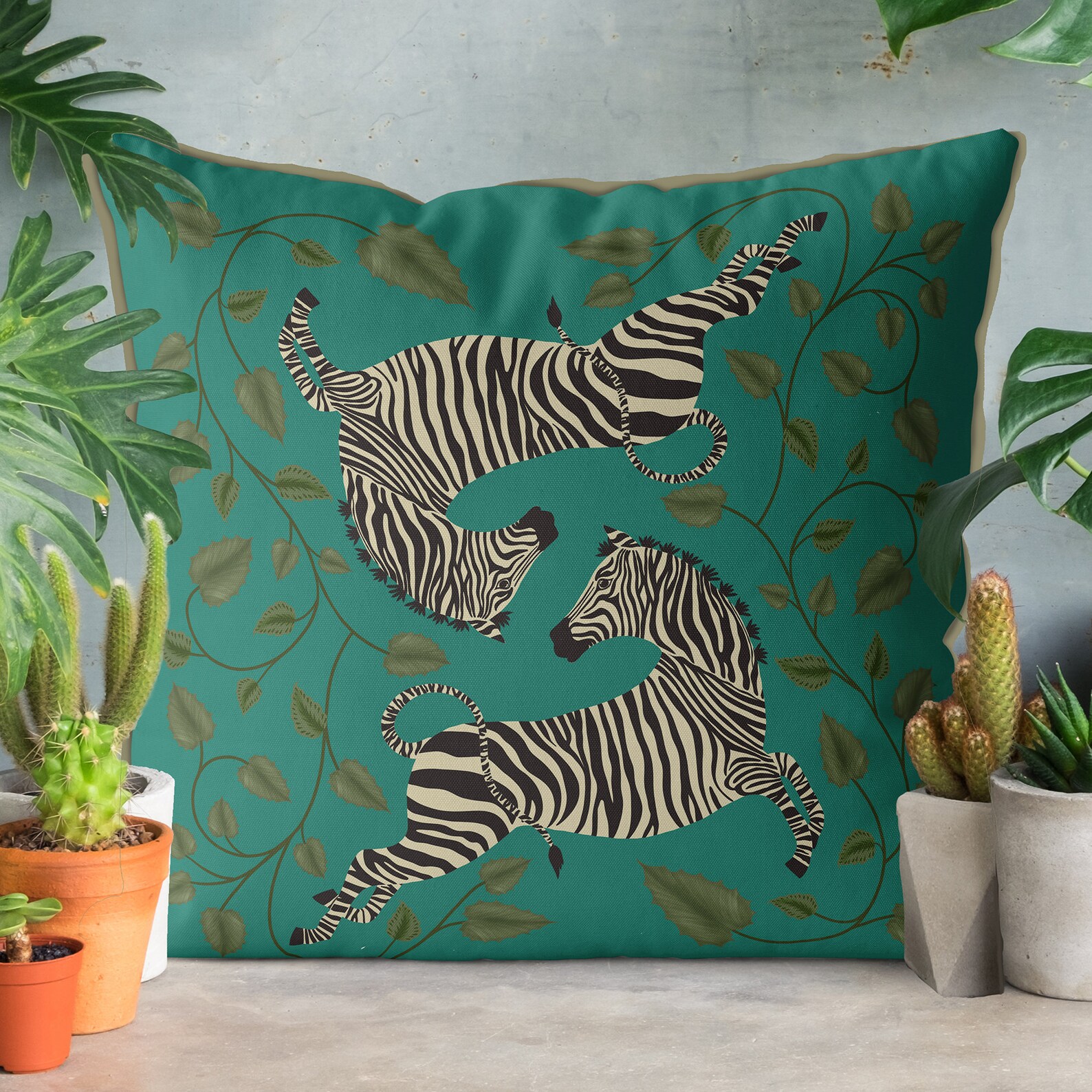 Zebra Cushion Cover Throw Pillow Cover Jade Green Tropical Etsy UK