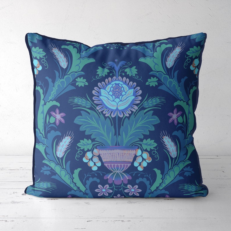 Blue damask pillow cover modern damask pattern sofa cushion Etsy