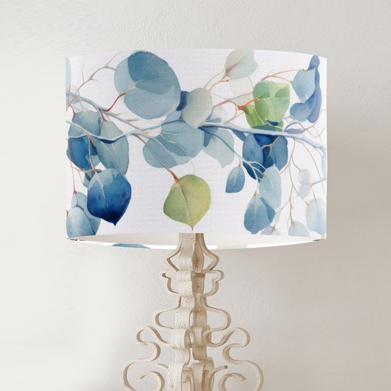 Lamp Shades Set Of 2 Summer Floral Pattern Colored Flowers Green Leaves Watercolor Seamless Drum Lampshades For Floor Lamps Table Lamps Pendant Light 8.9"x11" Linen Shades Replacement Large Lamp Shade