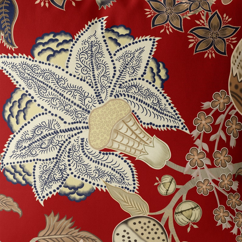 Designer Pillow Cover Red and Gold Pillow Cover Jacobean Etsy