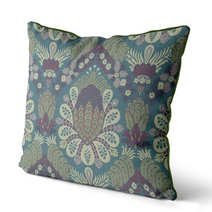 Green pink and teal pillow cover, Decorative Pillow Cover, throw pillow, accent pillow 18x18 24x24 uk shop - ROYAL TULIP