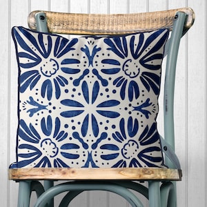 Fundas de cojín estilo Hamptons, fundas de almohada azules y blancas, funda de cojín de dispersión costera, almohadas de casa de playa decoración del hogar costero Delft