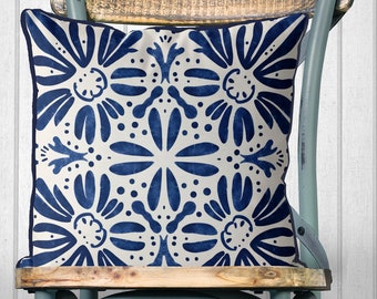 Blue and White Coastal Cushion Cover, Hamptons Style Pillow