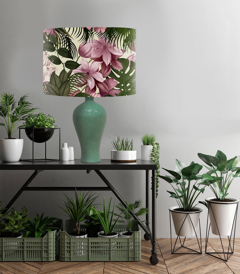 Tropical Blush Lampshade Blush Pink and Green Lamp Shade - Etsy UK
