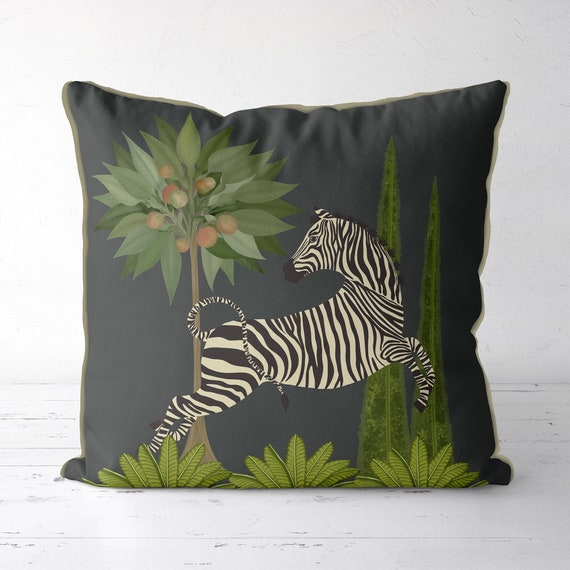 Floral Decor Accent Zebra Decor Tropical Decorative Pillow Zebra Lover Gift