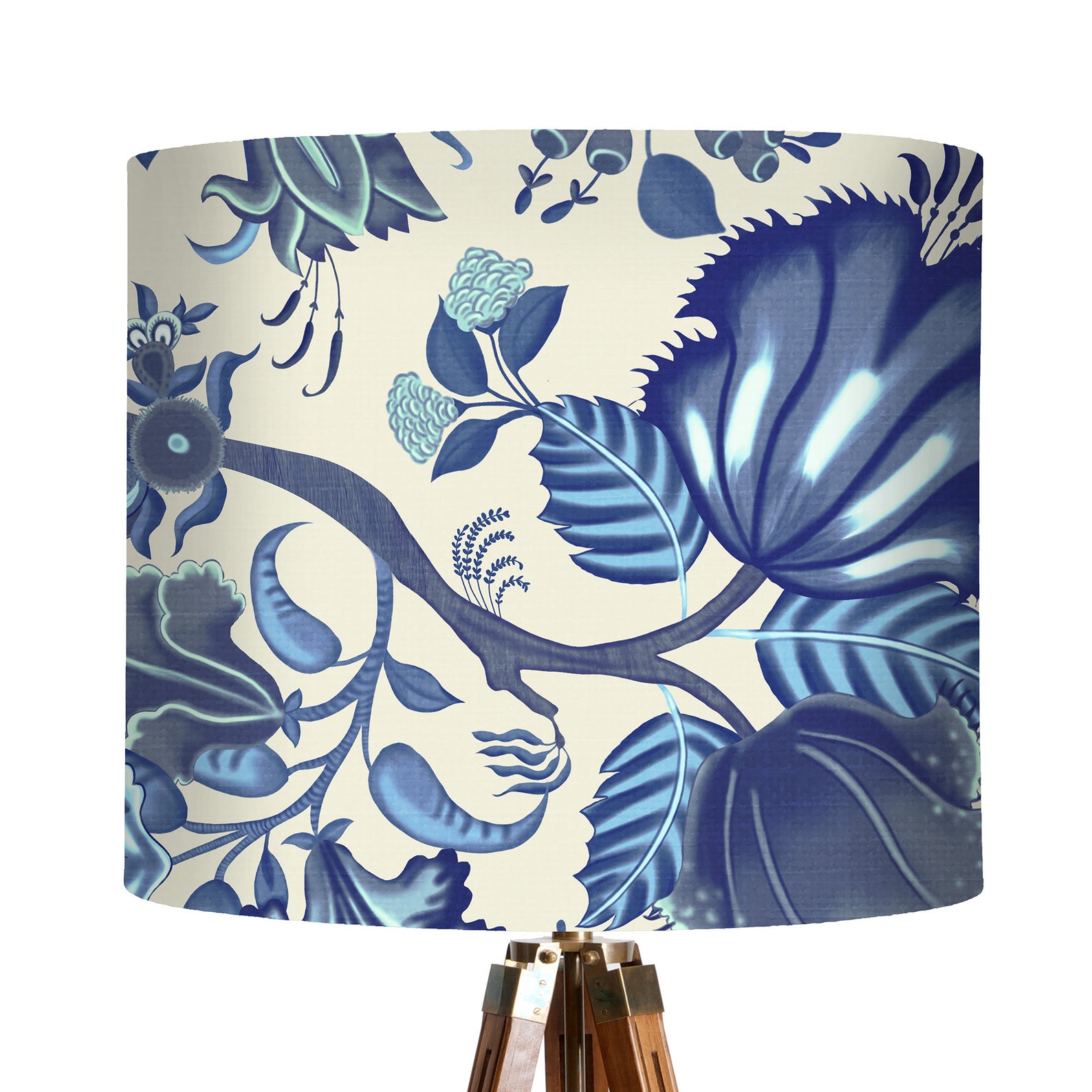 Blue and White Lamp Shade Modern Jacobean Lampshade Floral Etsy