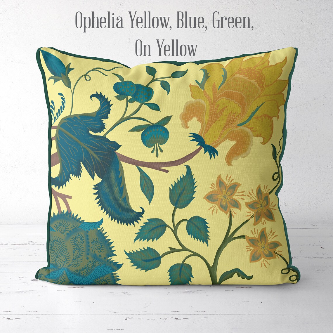 Green and Orange Floral Pillow Covers Green Throw Pillow Etsy