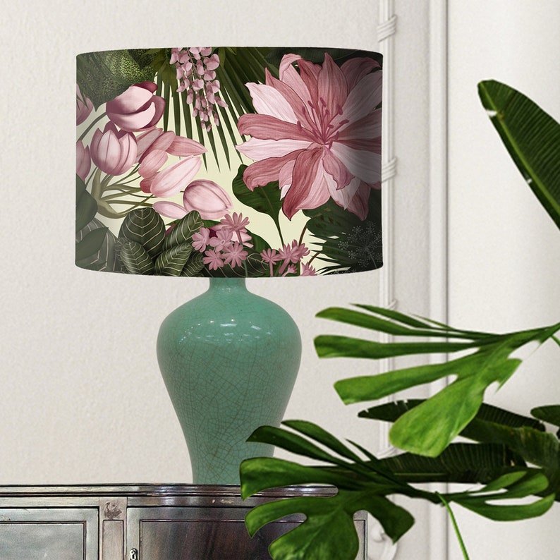 Tropical Blush Lampshade Blush Pink and Green Lamp Shade | Etsy UK