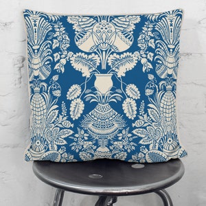 White on Rich Blue throw cushions, blue  white cushion covers pillow shams Cerulean blue pillow cover designer pillows - Imperial Botanical
