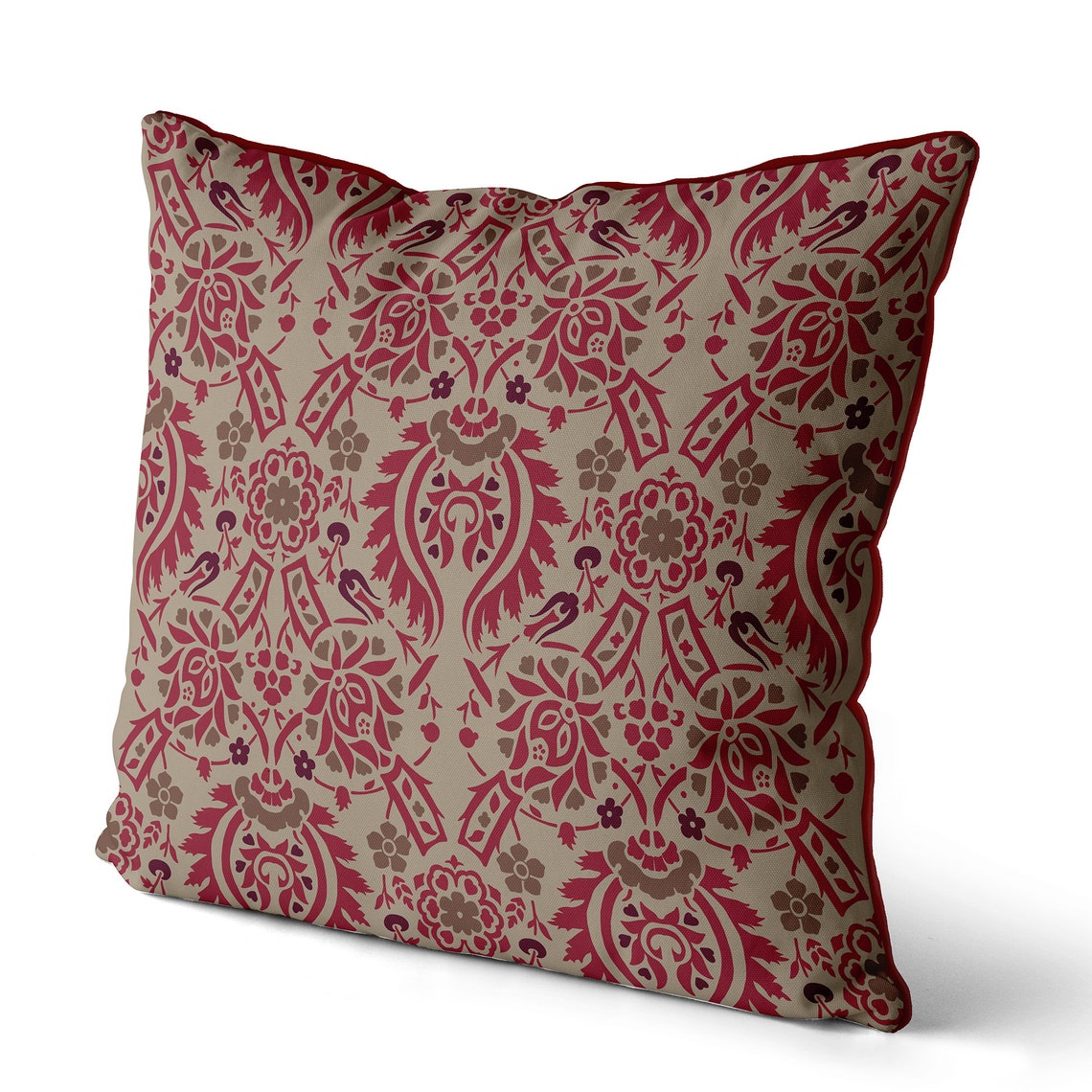 Red and Beige Designer pillow cover red throw pillow modern Etsy