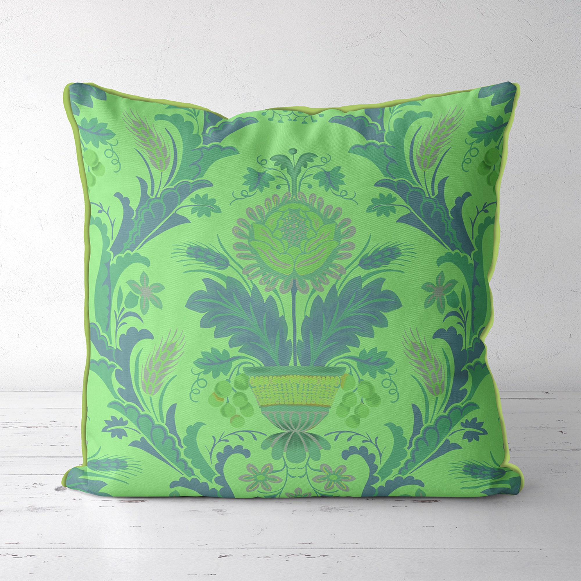 Green damask pillow cover modern damask pattern sofa cushion Etsy