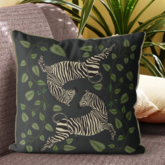 Zebra Cushion Cover Throw Pillow Cover Black Tropical Designer Pillow Cover Accent Pillows Jungle Print Pillow Lumbar Pillow ZEBRA TWINS Etsy Israel
