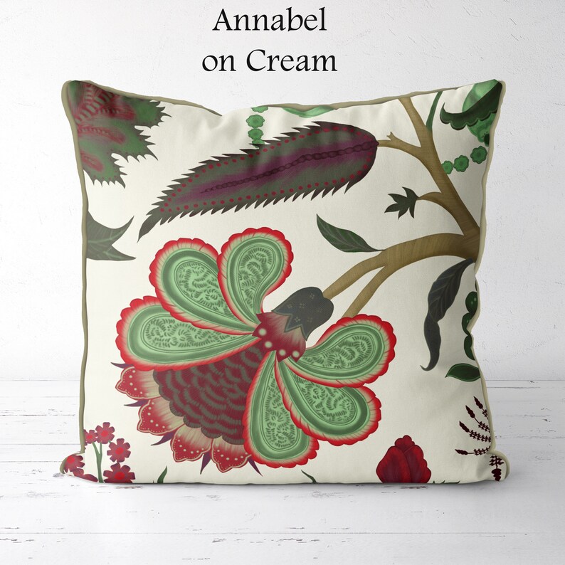 Floral pillow cover jacobean style couch pillow euro sham Etsy