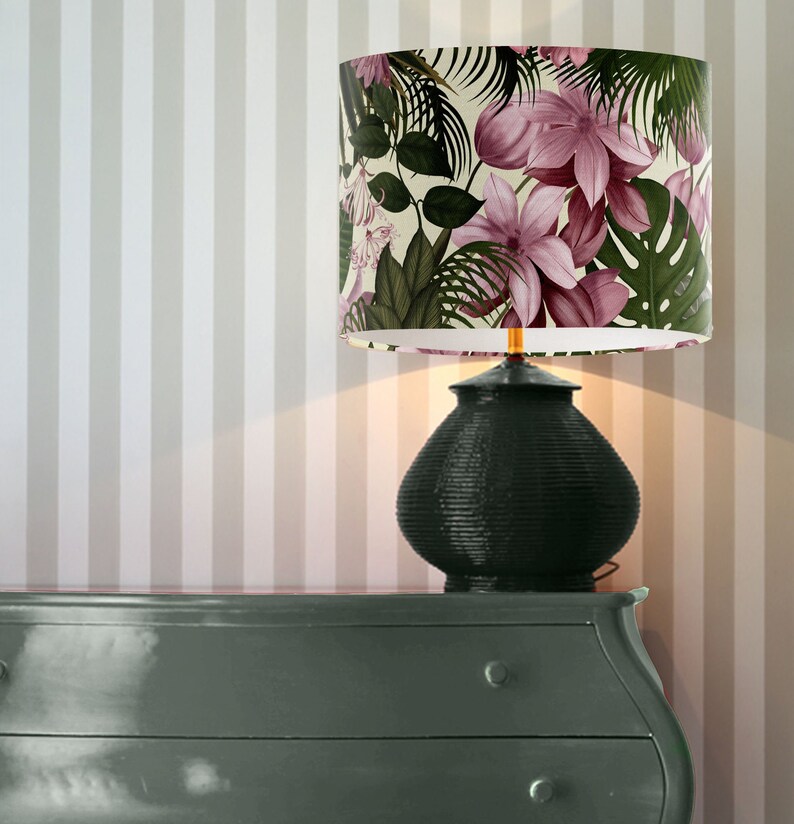 Tropical Blush Lampshade Blush Pink and Green Lamp Shade - Etsy UK