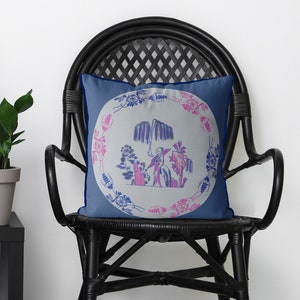 Blue and Pink Chinoiserie pillow covers, Willow Tree, decorative cushion cover, High end Modern Chinoiserie, asian decor throw pillow