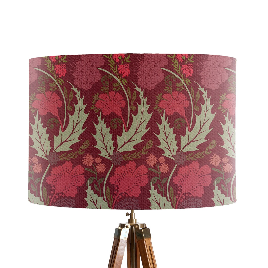 Woodland Country Lamp Shade, English Country House Decor, Dark Red and ...