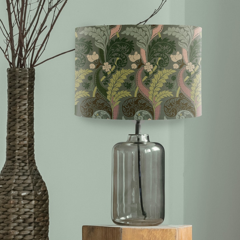 Woodland lamp shade green forest lampshade botanical ferns Etsy