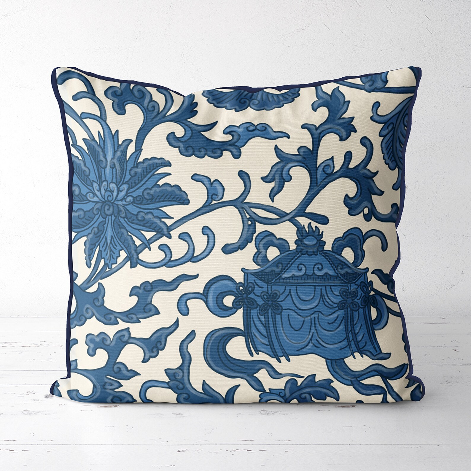 Blue and White Cushion Cover Chinoiserie Pillows Modern Etsy
