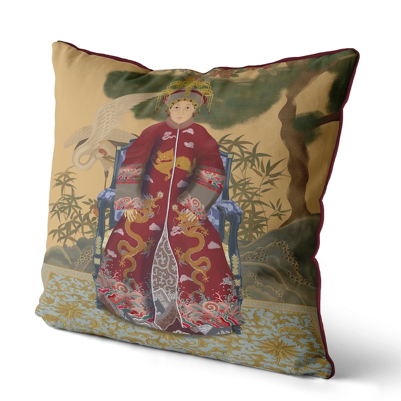 Chinoiserie Pillow Covers - Chinese Ancestor Portrait Cushion Cover ...