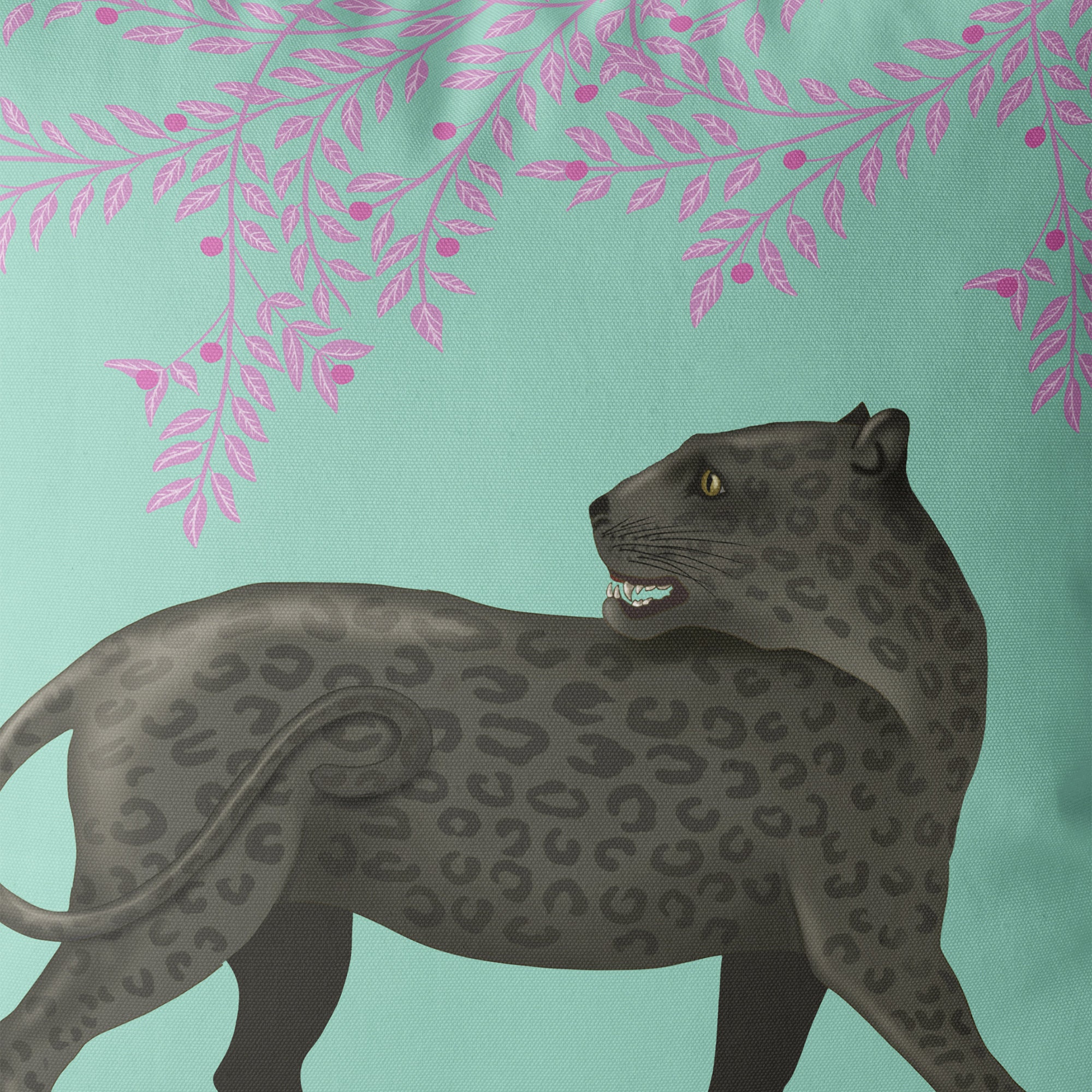 Panther Pillow Cover Mint and pink tropical Designer pillow Etsy