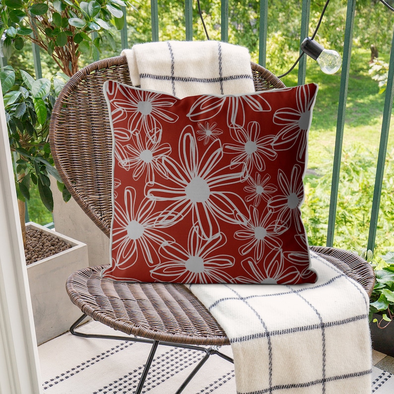 Modern Floral Pillow covers flower cushions grey cream Etsy