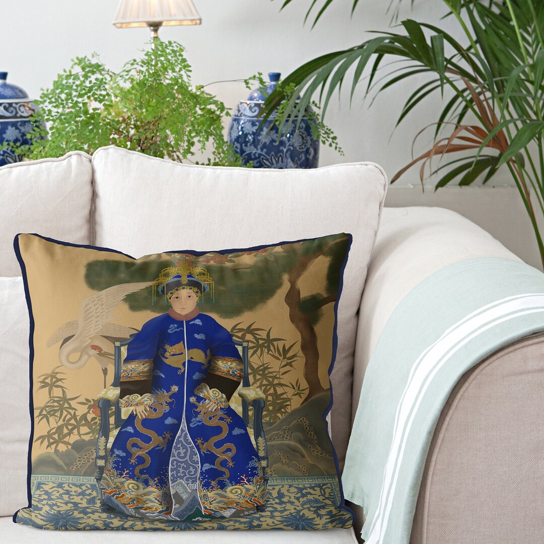 Chinoiserie Pillow Covers - Oriental Ancestor Portrait - Empress 2 in ...