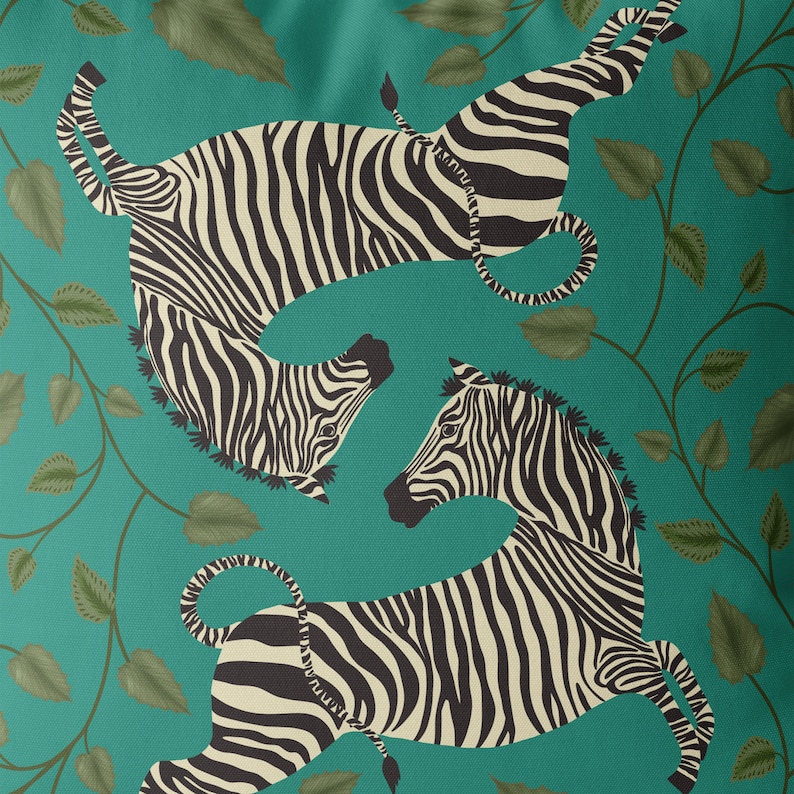Zebra Cushion Cover Throw Pillow Cover Jade Green Tropical Etsy UK