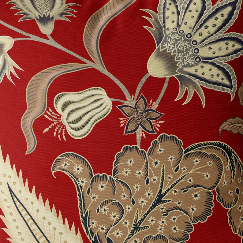 Designer Pillow Cover Red and Gold Pillow Cover Jacobean Etsy UK