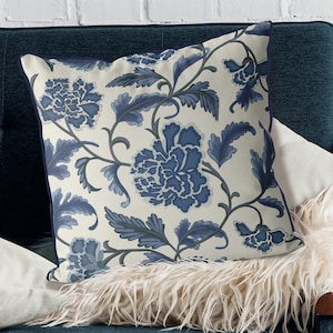 Hamptons pillow covers, Blue and Cream Chinoiserie cushion covers, modern oriental decor, throw pillow, asian scatter - ORIENTAL PEONY