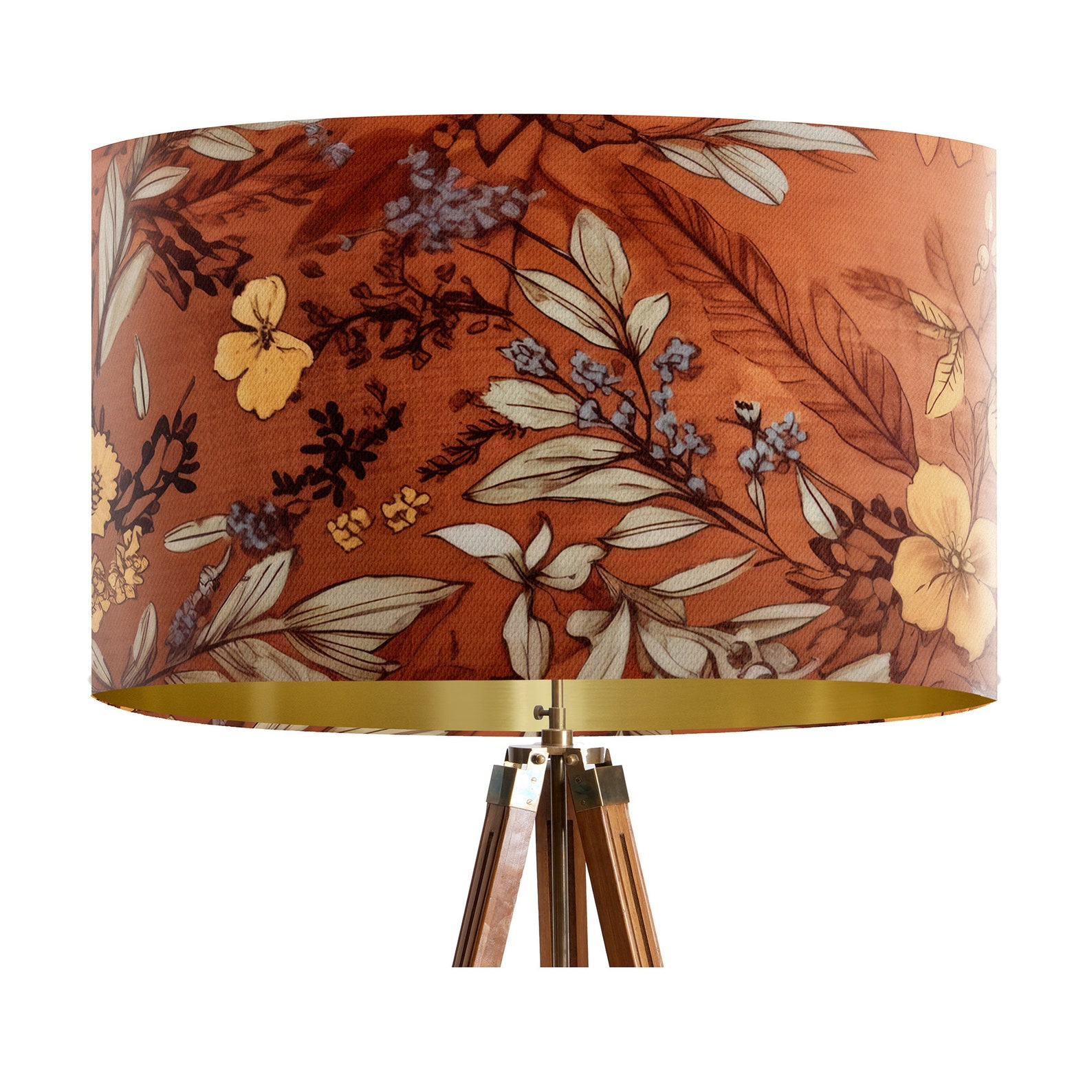 Rust Floral Lamp Shade, Autumn Toned Burnt Orange Terracotta Earth ...