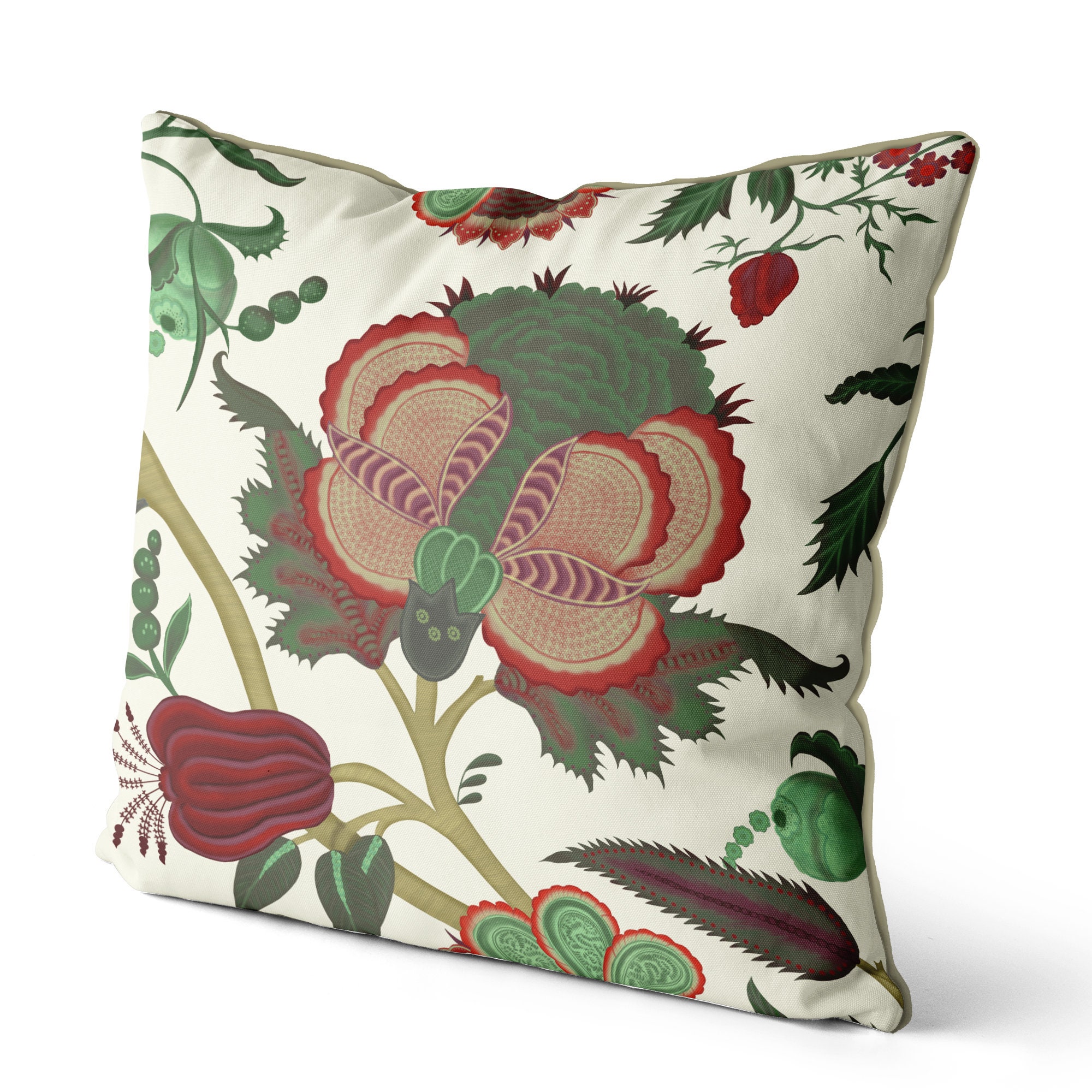 Floral Pillow Cover Jacobean Style Couch Pillow Euro Sham Etsy
