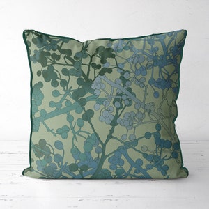 Green and blue cushion covers, luxury pillow covers, modern country house, english woodland, euro sham pillow, green throw pillow, BERRIES
