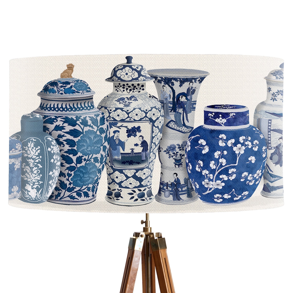Chinoiserie Lamp Shade, Chinese Decor, Blue and White Oriental ...