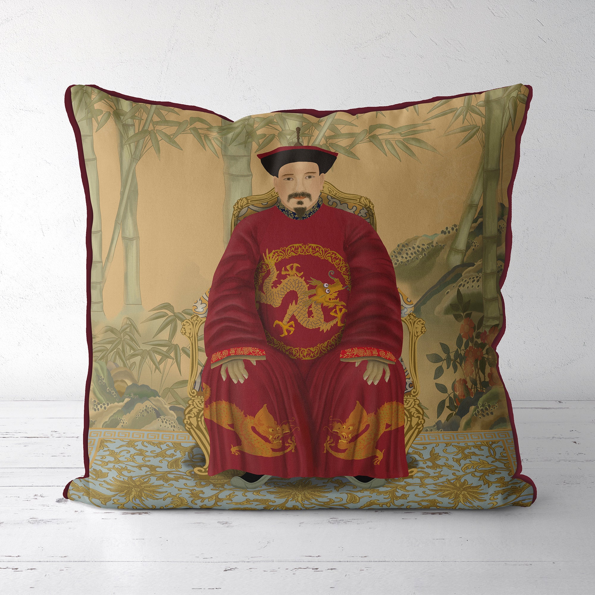 Chinoiserie Pillow Covers Chinese Ancestor Portrait Cushion Cover