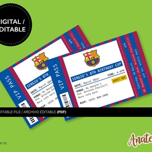 Invitation d'anniversaire imprimable du FC Barcelone | Invitations anniversaire FC Barcelone imprimables