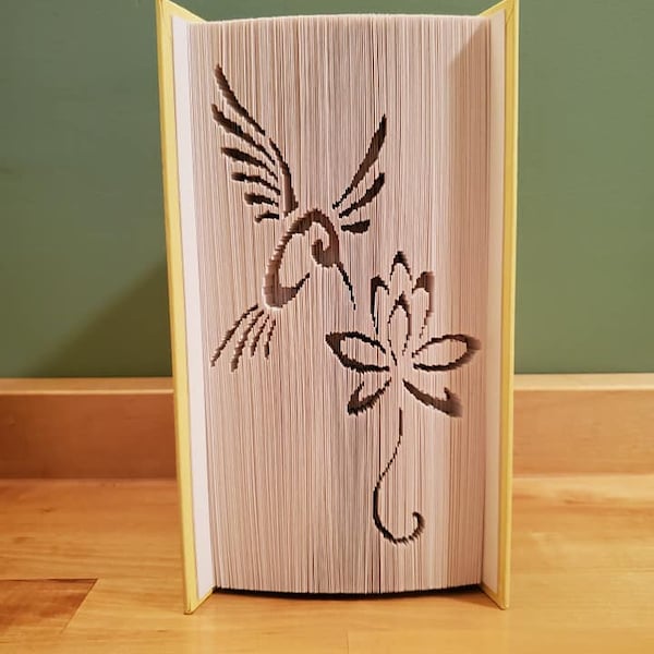 Bird Flower cut and fold pattern bookfold