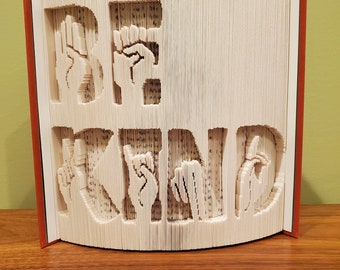 Be Kind Sign Language cut and fold book fold pattern