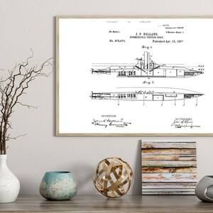 1892 Submergible Torpedo Boat Patent Print + US Patentdokumentation, U ...