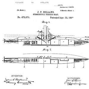 1892 Submergible Torpedo Boat Patent Print + US Patent documentation, Submarine Patent,Nautical patent,lifeboat print,submarine print
