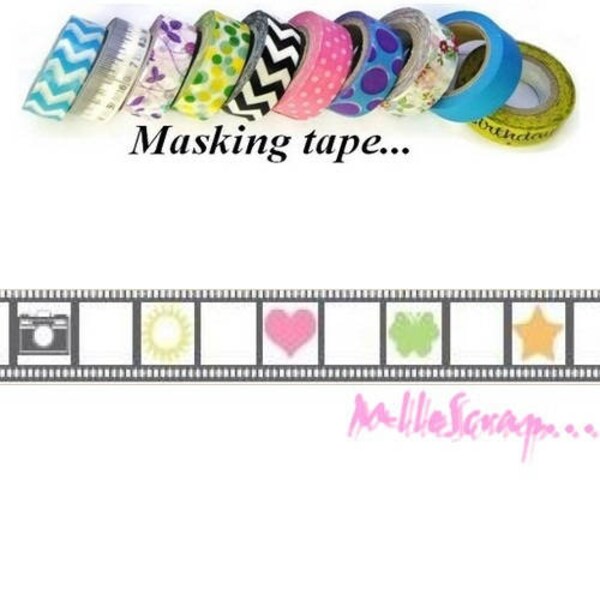 Masking tape, masking tape pellicile, scotch décoratif, masking tape scrapbooking, 8 mètres