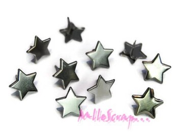 Parisian star fasteners, star brads, scrapbooking parisian fasteners, 10 pieces