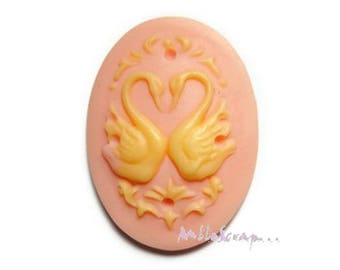 Cabochon swans, resin swans, scrapbooking embellishment, 1 piece