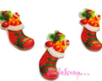 Christmas embellishments, flat resin embellishments, sock embellishments, scrapbooking, 3 pieces