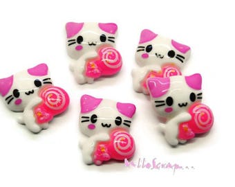 Cabochons chatons, chatons résine, embellissement scrapbooking, 5 pièces