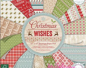 Papiers imprimés, papiers 20.3 X 20.3 cm, collection CHRISTMAS WISHES, Noël, papiers scrapbooking