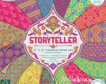 Printed paper 30.5 X 30.5 cm, "Storyteller" collection, background papers, 16 leaves