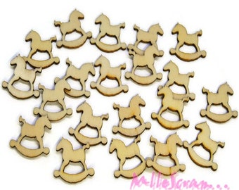 Rocking horses, NOEL horses, wooden horses, scrapbooking embellishment, 10 pieces