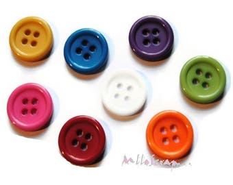 Boutons plastique, boutons multicolore, boutons scrapbooking, 8 pièces