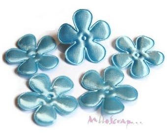 Appliques flowers, fabric flowers, satin flowers, scrapbooking flowers, 5 pieces