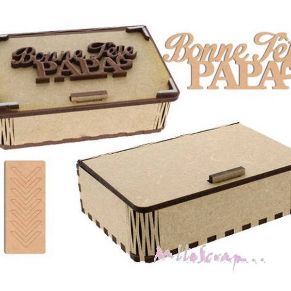 Kit bois, Bonne fête papa, Boanita, embellissement bois, embellissement scrapbooking